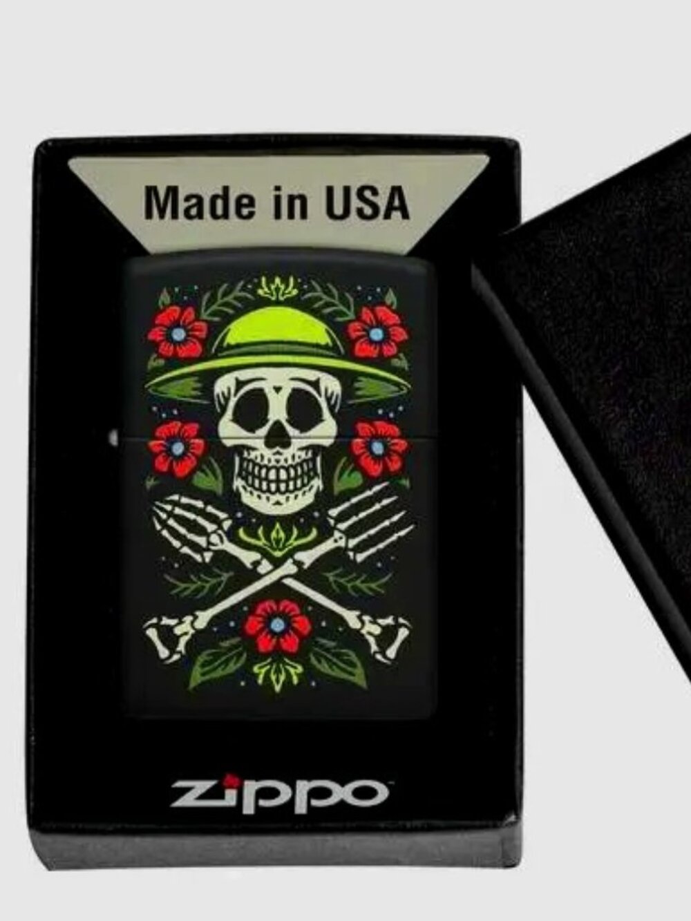 Garden For Life-Skull Design, Black Matte Finish Zippo Lighter